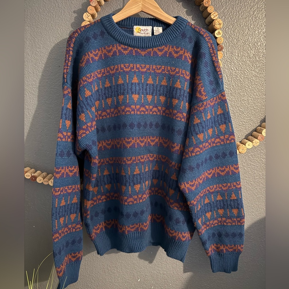Vintage Men's South Mountain Multicolor Patterned Sweater